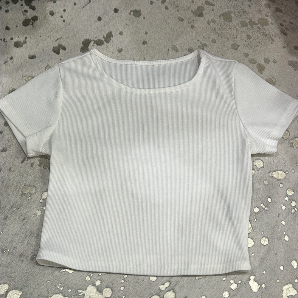 White Ribbed Women's Top